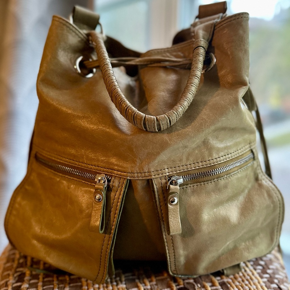 Light Green Leather Tano Handbag.